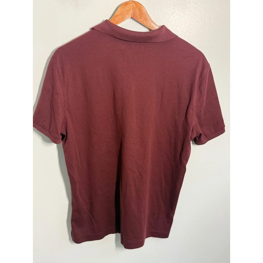 Banana Republic Mens Luxury Touch Performance Polo Shirt Burgundy Maroon Large